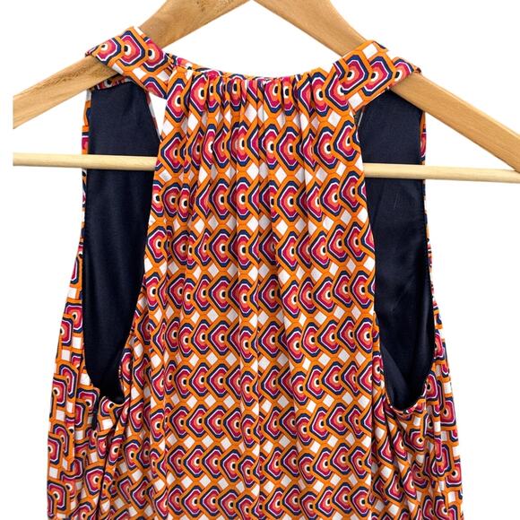 Laundry by Shelli Segal Orange Pink Geometric Sleeveless Halter Dress Women 10 - Picture 5 of 11
